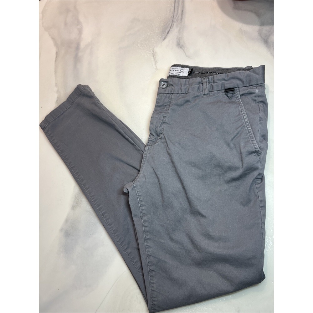 Eleven Paris LA Collection Men's Grey Chino Pants Slim Fit Stretch Size 33x29‎